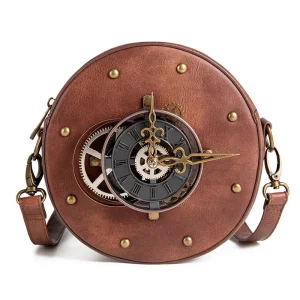 Fashion Shoulder Bag PU High-Capacity Crossbody Bags Steampunk Industrial Retro Style Women'S Bags Rectangle Circle Niche Design