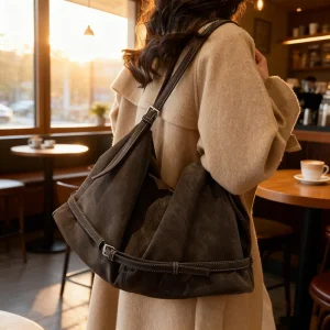 Vintage large capacity armpit bag, women's shoulder bag, crossbody bag, commuting tote bag