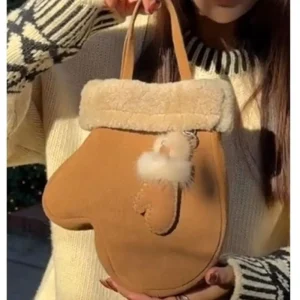 JIAERDI Glove Shape Cute Fashion Crossbody Bag Women Faux Suede Funny Shoulder Bag With Pendant Ladies 2025 Winter New Handbags
